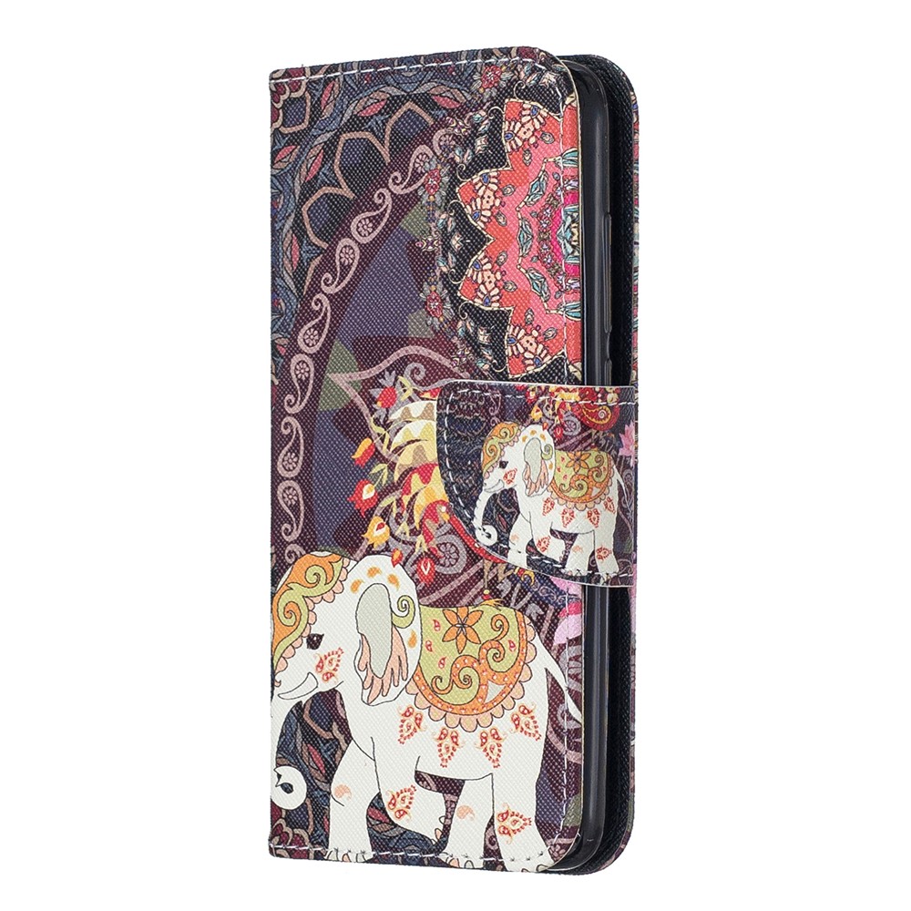 Pattern Printing Leather Wallet Stand Case for Xiaomi Redmi 7A - Flower and Elephant-2