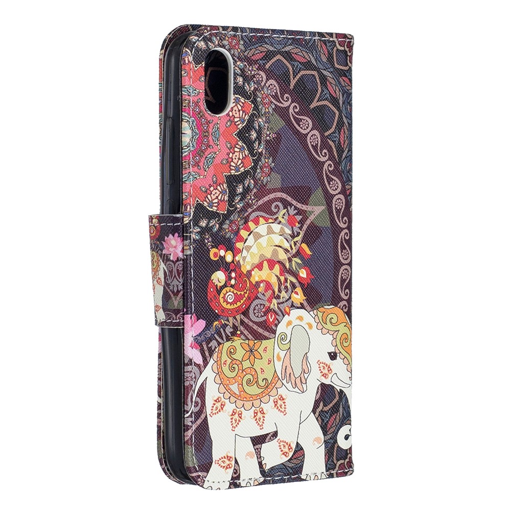 Pattern Printing Leather Wallet Stand Case for Xiaomi Redmi 7A - Flower and Elephant-3