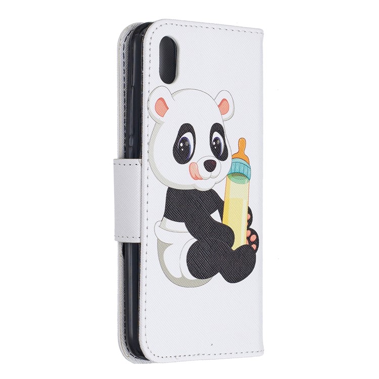 Pattern Printing Leather Wallet Stand Case for Xiaomi Redmi 7A - Panda Holding a Bottle-3