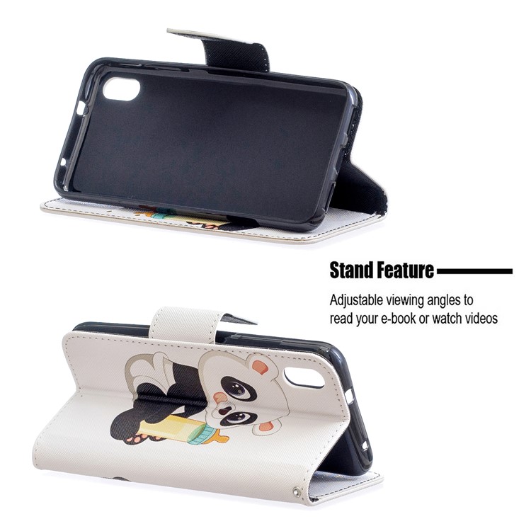 Pattern Printing Leather Wallet Stand Case for Xiaomi Redmi 7A - Panda Holding a Bottle-5