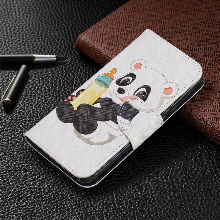 Pattern Printing Leather Wallet Stand Case for Xiaomi Redmi 7A - Panda Holding a Bottle-7