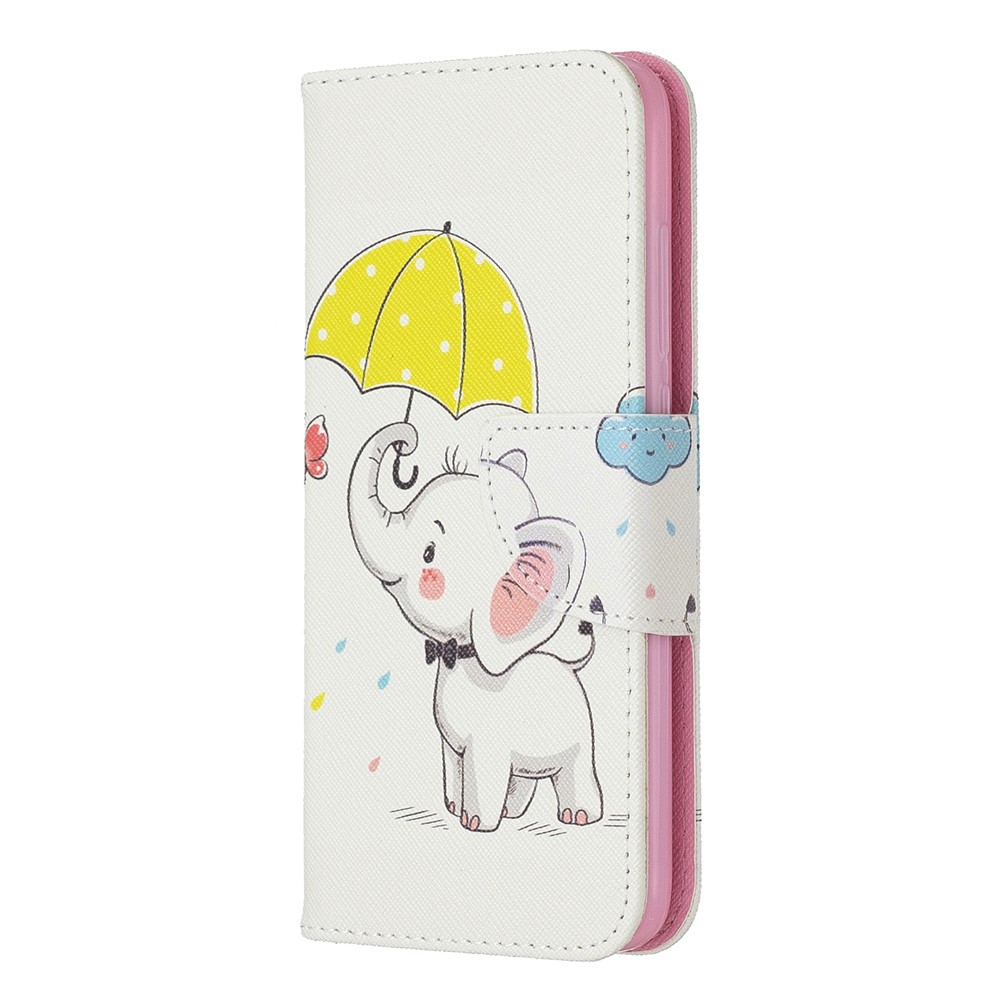 Pattern Printing Leather Wallet Stand Case for Xiaomi Redmi 7A - Elephant Holding an Umbrella-2