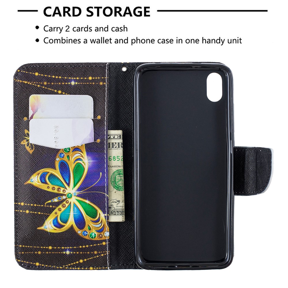 Estuche de Billetera de Cuero de Impresión de Patrones Para Xiaomi Redmi 7a - Mariposa Colorizada