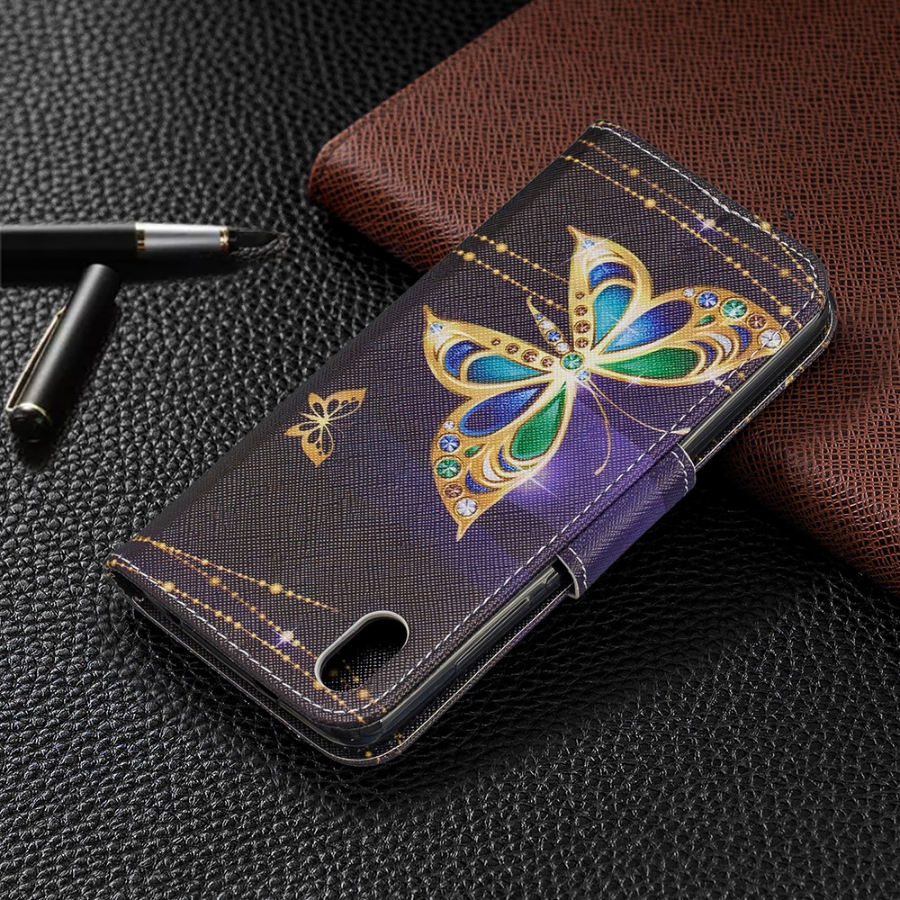 Modèle Impression de Portefeuille en Cuir Pour Xiaomi Redmi 7A - Papillon Colorisé