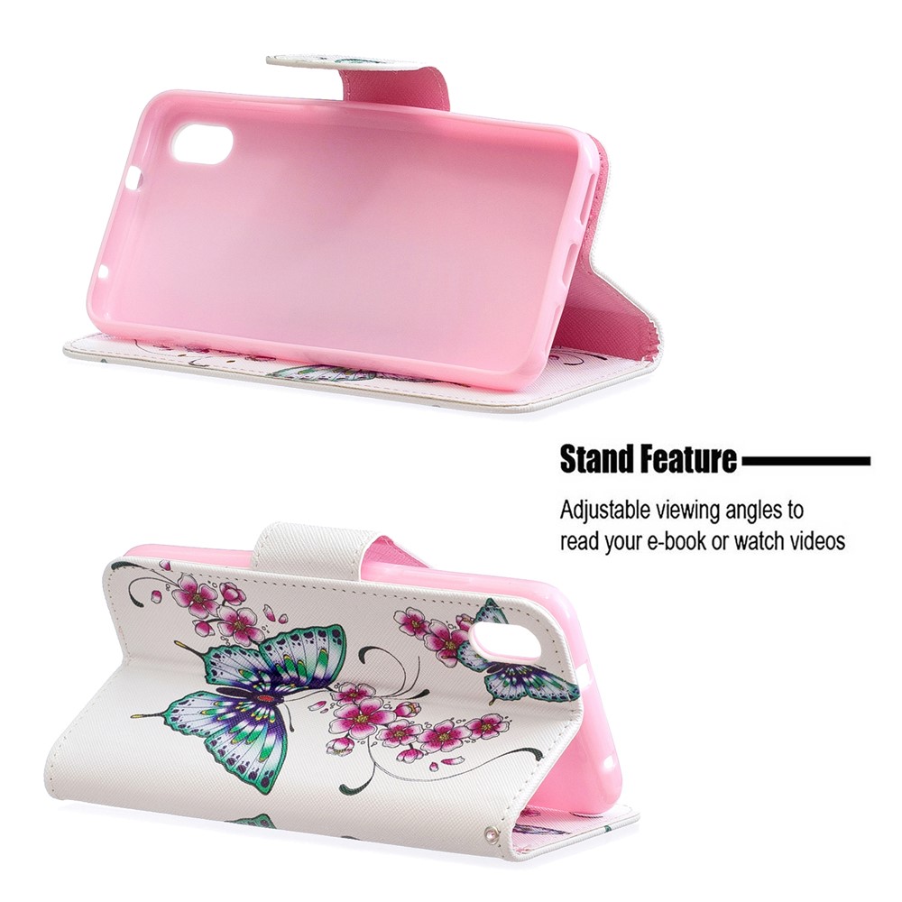 Pattern Printing Leather Wallet Case for Xiaomi Redmi 7A - Butterfly and Flower-5