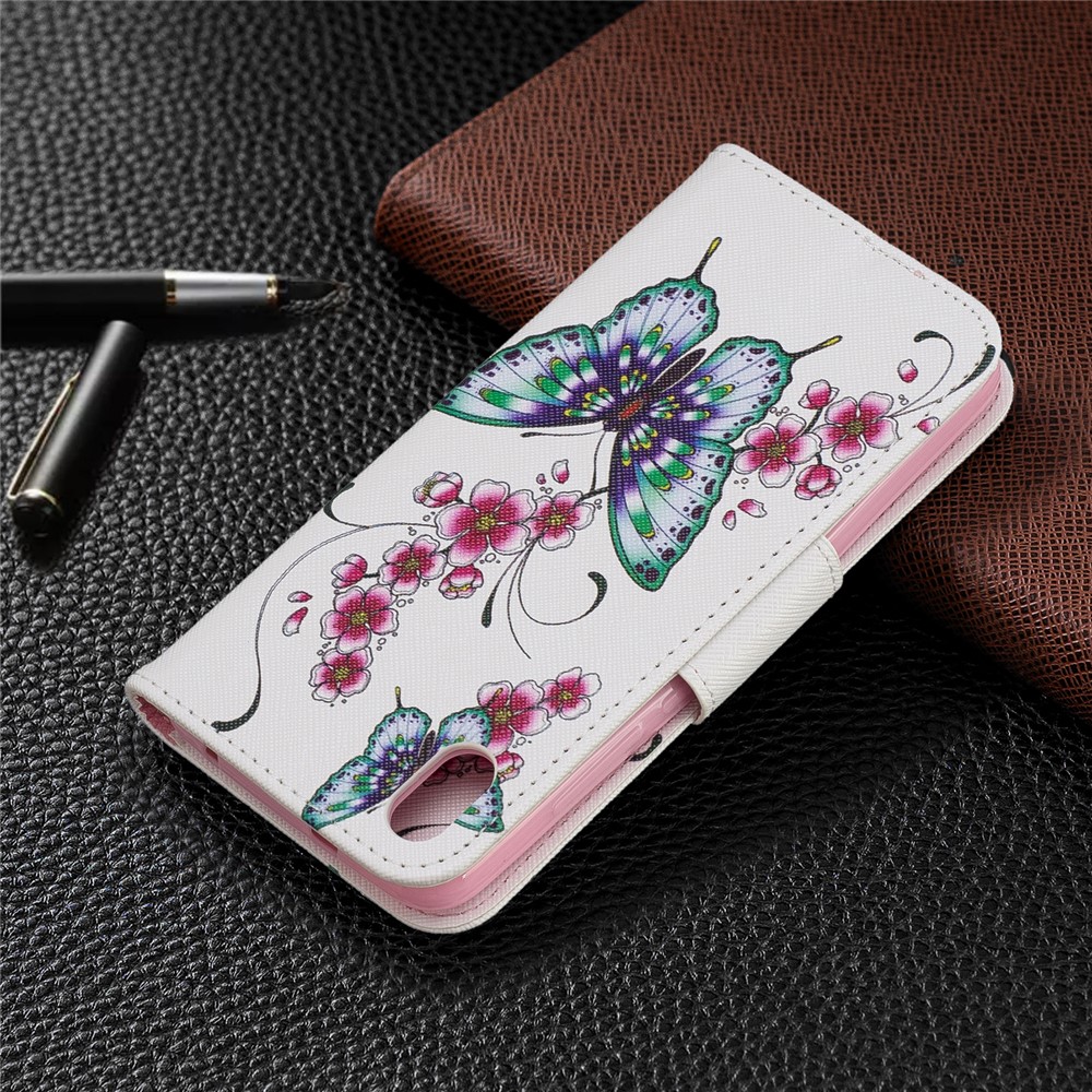 Pattern Printing Leather Wallet Case for Xiaomi Redmi 7A - Butterfly and Flower-8