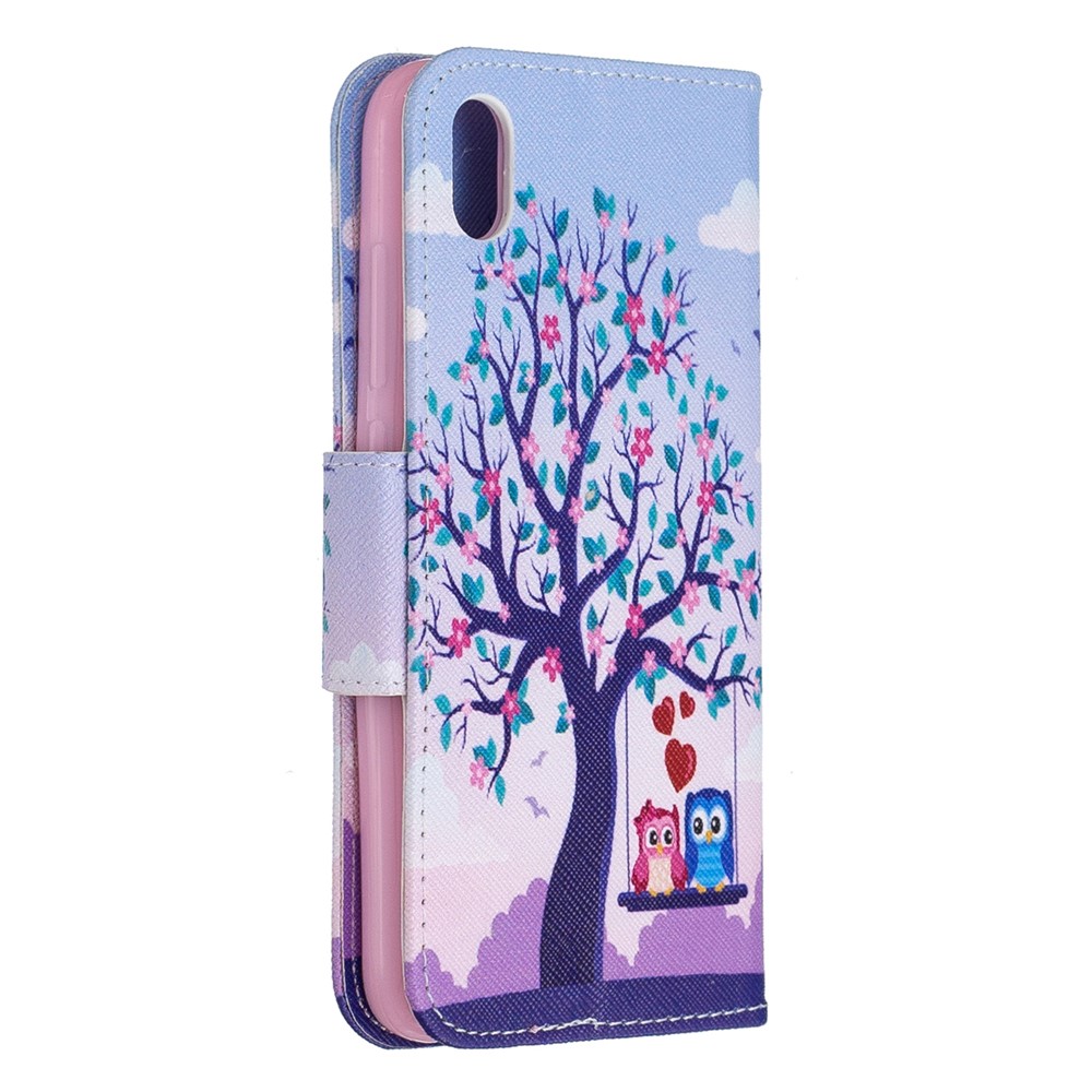Pattern Printing Leather Wallet Case for Xiaomi Redmi 7A - Tree and Owls-3