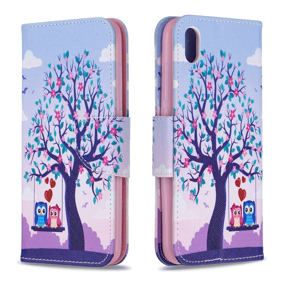 Pattern Printing Leather Wallet Case for Xiaomi Redmi 7A - Tree and Owls-4