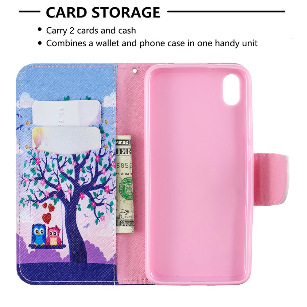 Pattern Printing Leather Wallet Case for Xiaomi Redmi 7A - Tree and Owls-6