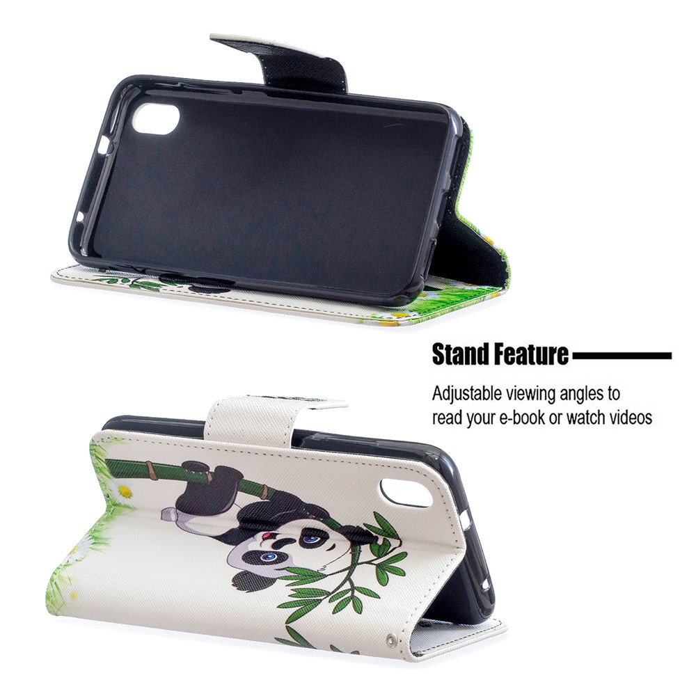 Pattern Printing Leather Wallet Case for Xiaomi Redmi 7A - Panda Pattern-5