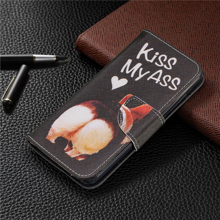 Pattern Printing Leather Wallet Case for Xiaomi Redmi 7A - Kiss My Ass-7