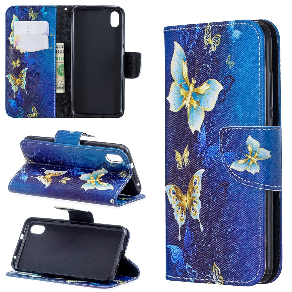 Pattern Printing Leather Wallet Case for Xiaomi Redmi 7A - Butterfly Pattern-1