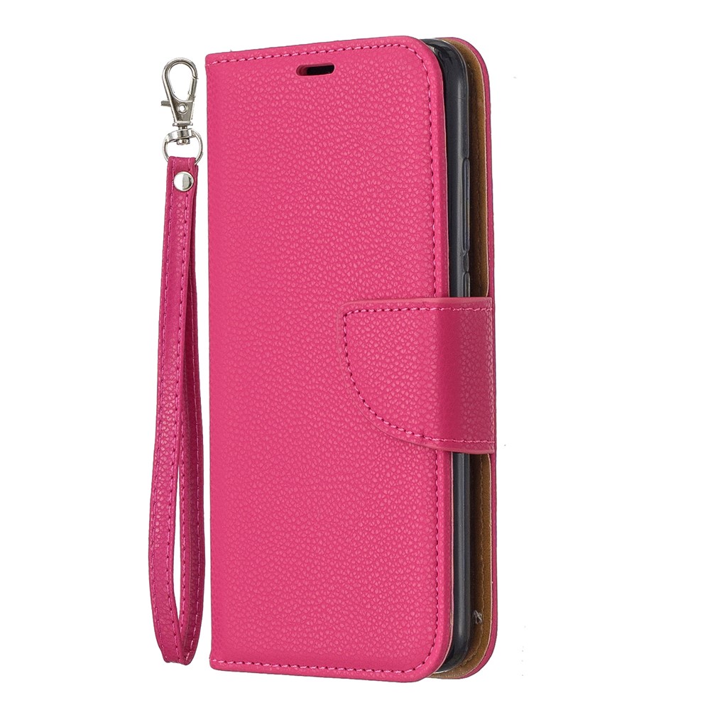 Litchi Texture Leather Wallet Stand Phone Cover with Strap for Xiaomi Redmi 7A - Rose-2