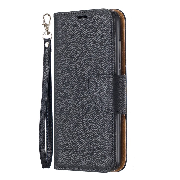Litchi Texture Leather Wallet Stand Phone Cover with Strap for Xiaomi Redmi 7A - Black-2