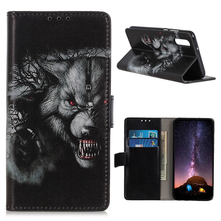 Pattern Printing Leather Wallet Case for Xiaomi Mi CC9 - Wolf Pattern-1