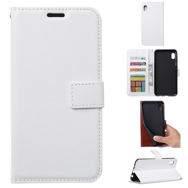 Crazy Horse Texture Wallet Leather Protection Case for Xiaomi Redmi 7A - White-1