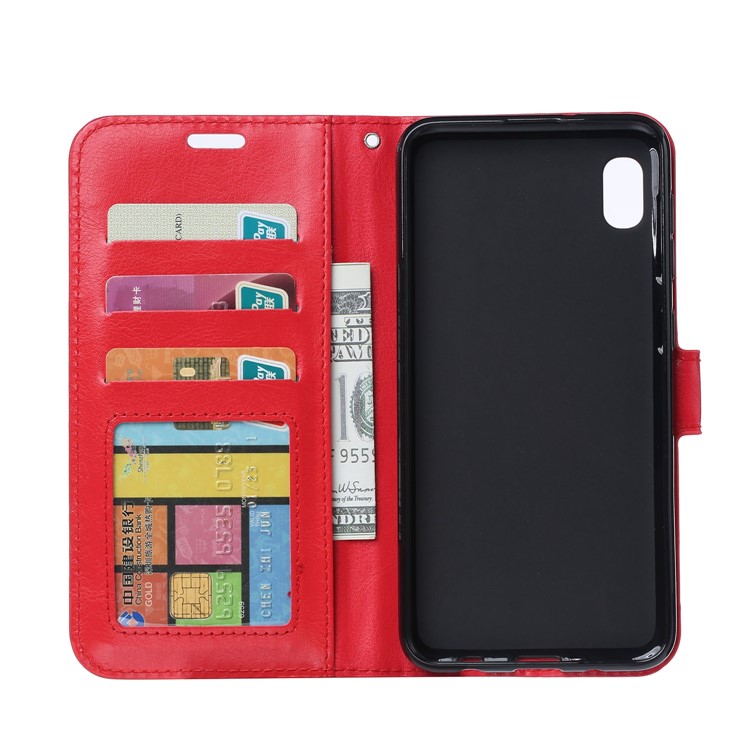 Crazy Horse Texture Wallet Leather Protection Case for Xiaomi Redmi 7A - Red-4
