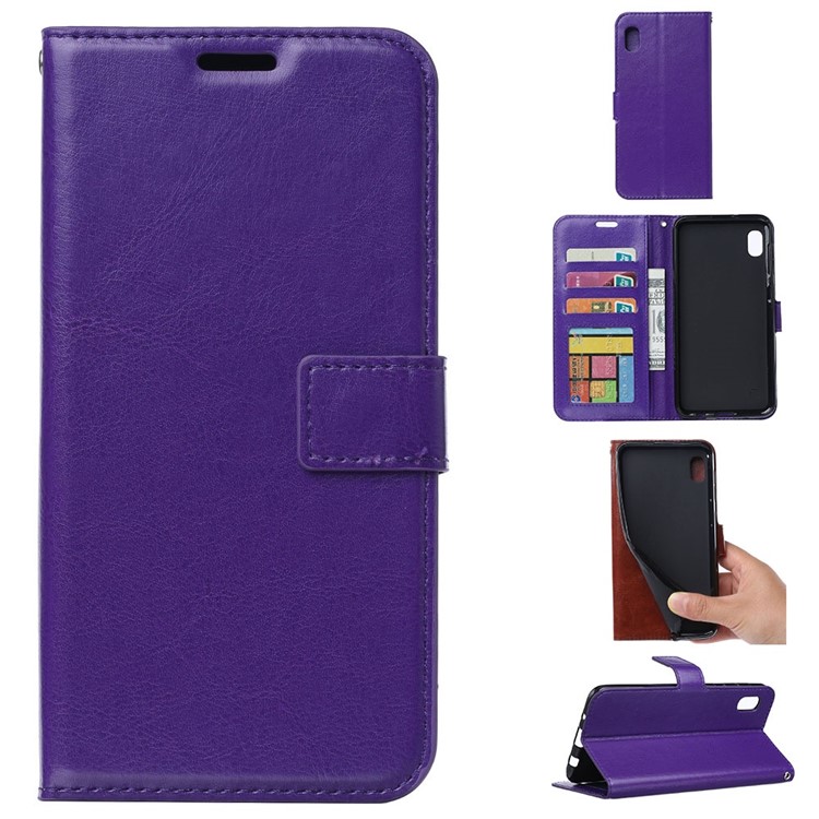 Crazy Horse Texture Wallet Leather Protection Case for Xiaomi Redmi 7A - Purple-1