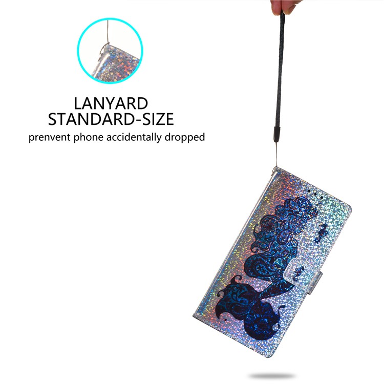 Printing Surface Glitter Sequins Leather Wallet Phone Cover for Xiaomi Redmi 7A - Mermaid-11