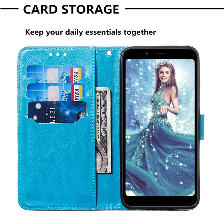 Printing Surface Glitter Sequins Leather Wallet Phone Cover for Xiaomi Redmi 7A - Mermaid-6