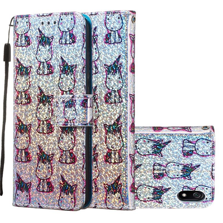 Printing Surface Glitter Sequins Leather Wallet Phone Cover for Xiaomi Redmi 7A - Unicrons-1
