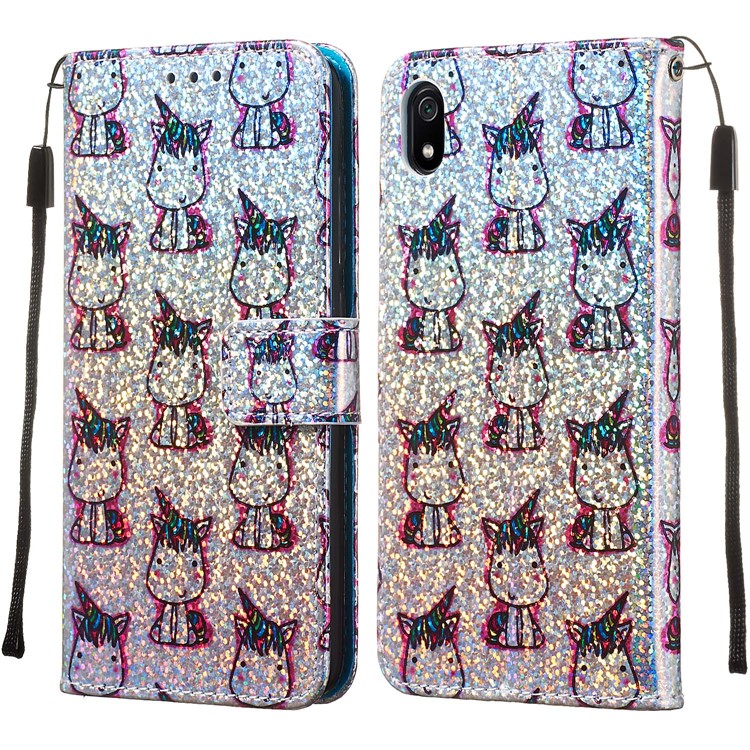 Printing Surface Glitter Sequins Leather Wallet Phone Cover for Xiaomi Redmi 7A - Unicrons-4