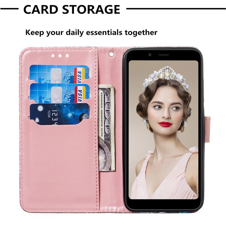 Printing Surface Glitter Sequins Leather Wallet Phone Cover for Xiaomi Redmi 7A - Mandala Flower-6