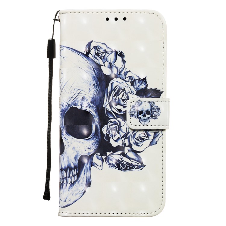 3D Printing Style Leather Phone Shell with Wallet Slot for Xiaomi Redmi 7A - Cool Skull-3