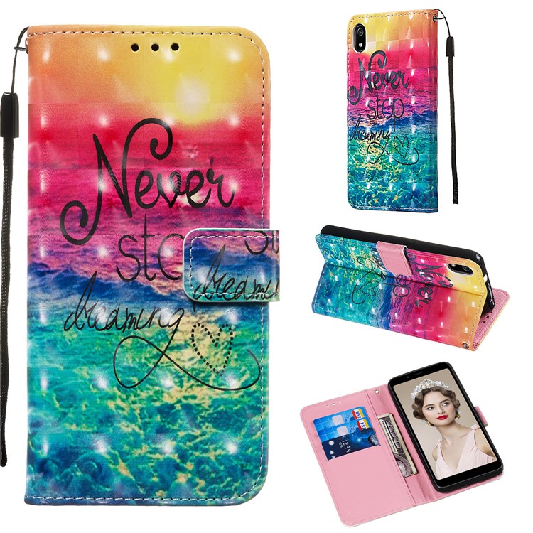 3D Printing Style Leather Phone Shell with Wallet Slot for Xiaomi Redmi 7A - Never Stop Dreaming-2