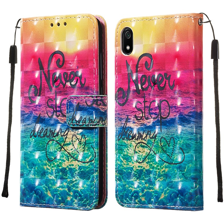 3D Printing Style Leather Phone Shell with Wallet Slot for Xiaomi Redmi 7A - Never Stop Dreaming-4