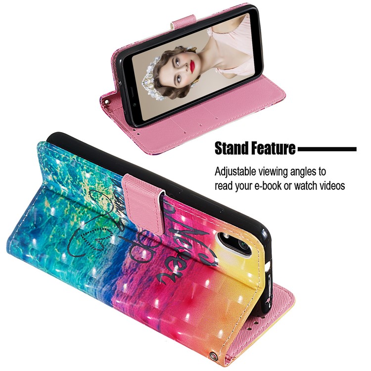 3D Printing Style Leather Phone Shell with Wallet Slot for Xiaomi Redmi 7A - Never Stop Dreaming-5