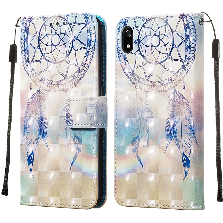 3D Printing Style Leather Phone Shell with Wallet Slot for Xiaomi Redmi 7A - Feather Dream Catcher-4
