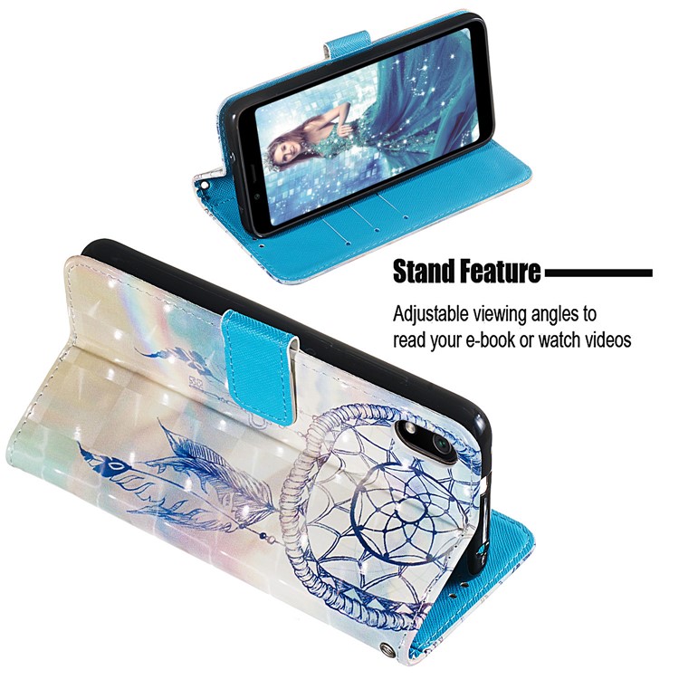 3D Printing Style Leather Phone Shell with Wallet Slot for Xiaomi Redmi 7A - Feather Dream Catcher-5