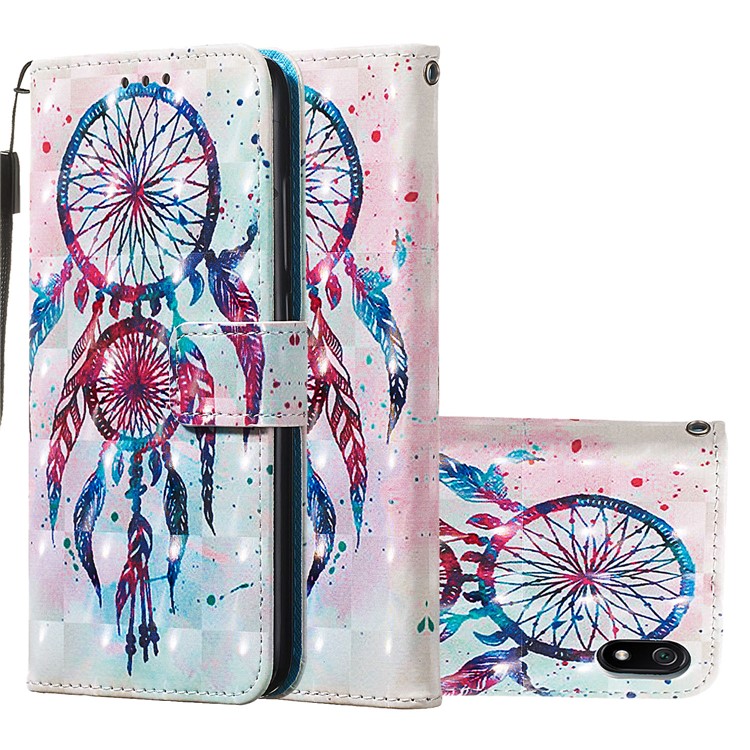 3D Printing Style Leather Phone Shell with Wallet Slot for Xiaomi Redmi 7A - Colorized Dream Catcher-1