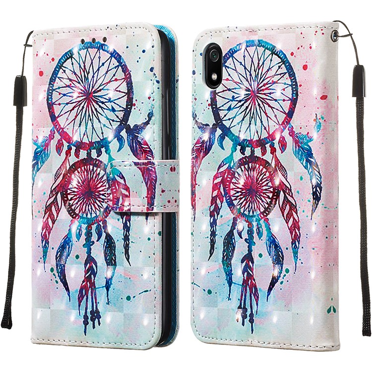 3D Printing Style Leather Phone Shell with Wallet Slot for Xiaomi Redmi 7A - Colorized Dream Catcher-4