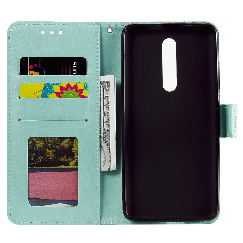 Imprint Flower Leather Wallet Case for Xiaomi Redmi K20 / Mi 9T / Redmi K20 Pro / Mi 9T Pro - Cyan-4