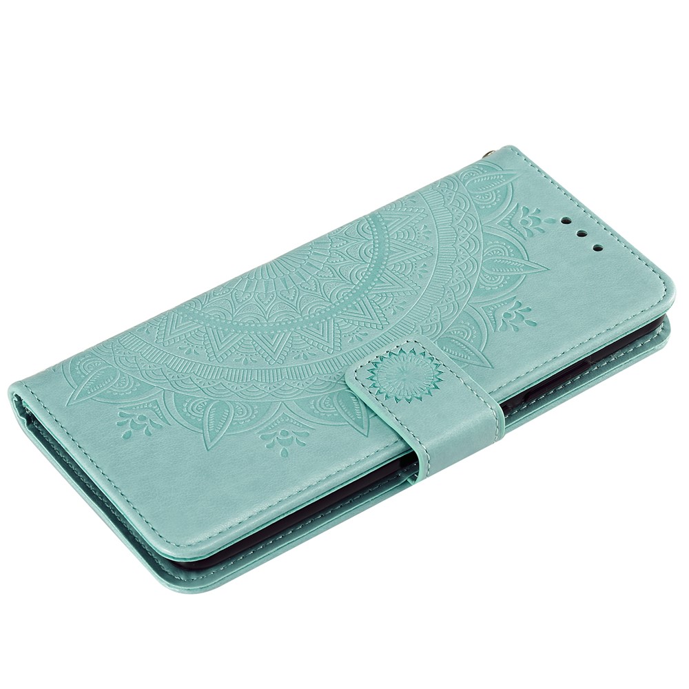 Étui de Portefeuille en Cuir à Fleurs D'empreinte Pour Xiaomi Redmi K20 / mi 9T / Redmi K20 Pro / Mi 9t Pro - Cyan