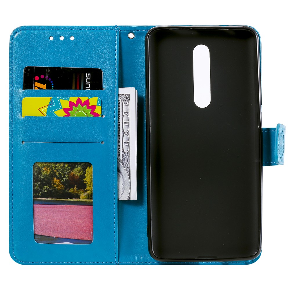 Imprint Flower Leather Wallet Case for Xiaomi Redmi K20 / Mi 9T / Redmi K20 Pro / Mi 9T Pro - Blue-4