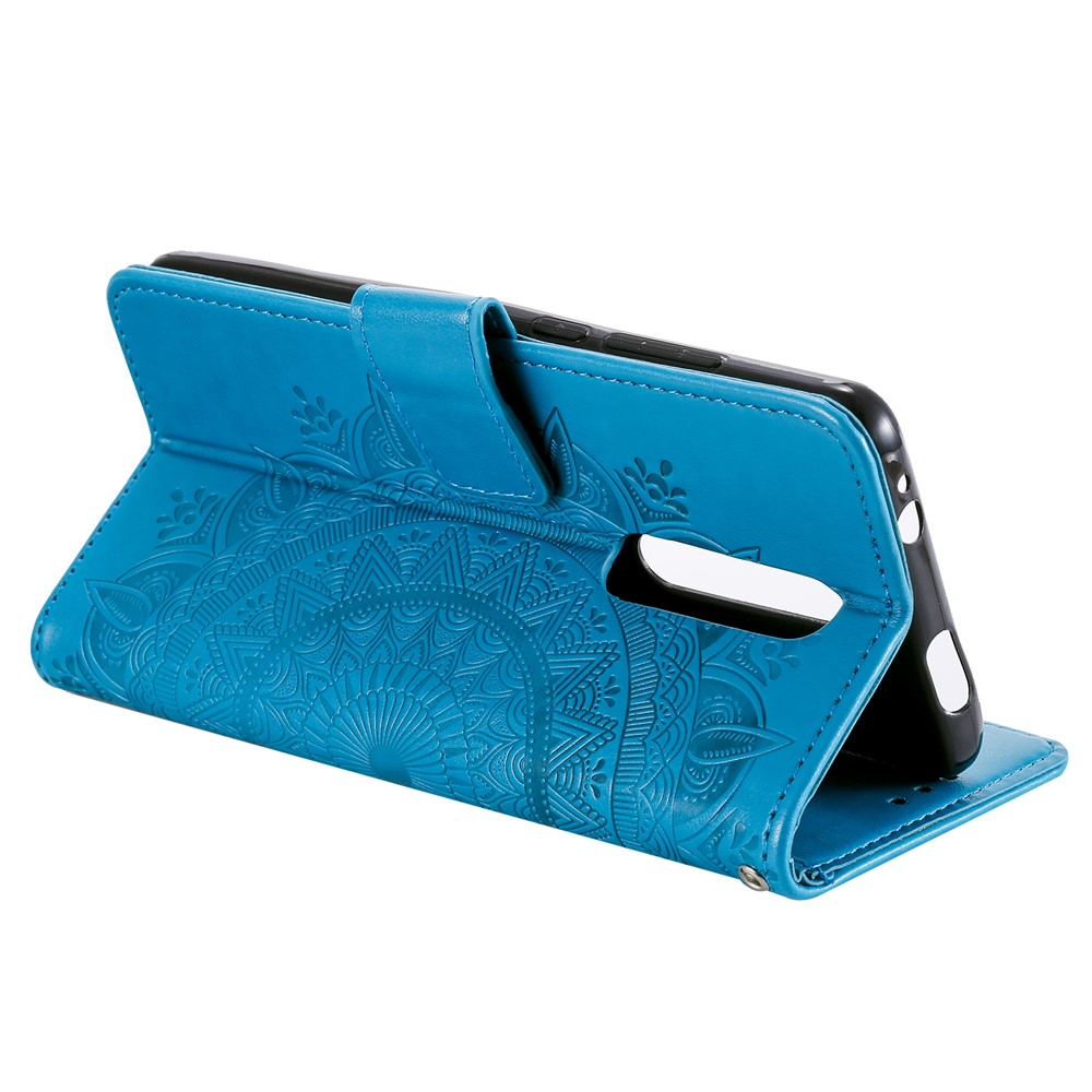 Imprint Flower Leather Wallet Case for Xiaomi Redmi K20 / Mi 9T / Redmi K20 Pro / Mi 9T Pro - Blue-5