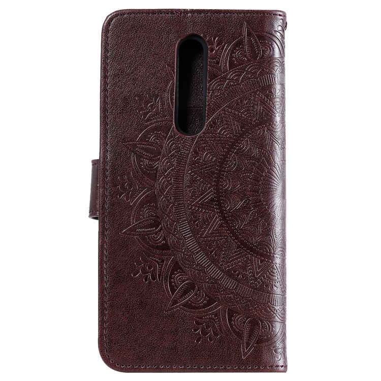 Imprint Flower Leather Wallet Case for Xiaomi Redmi K20 / Mi 9T / Redmi K20 Pro / Mi 9T Pro - Brown-3