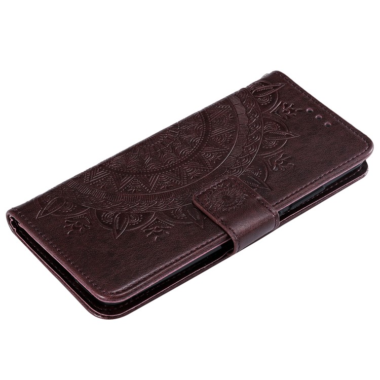 Imprint Flower Leather Wallet Case for Xiaomi Redmi K20 / Mi 9T / Redmi K20 Pro / Mi 9T Pro - Brown-7