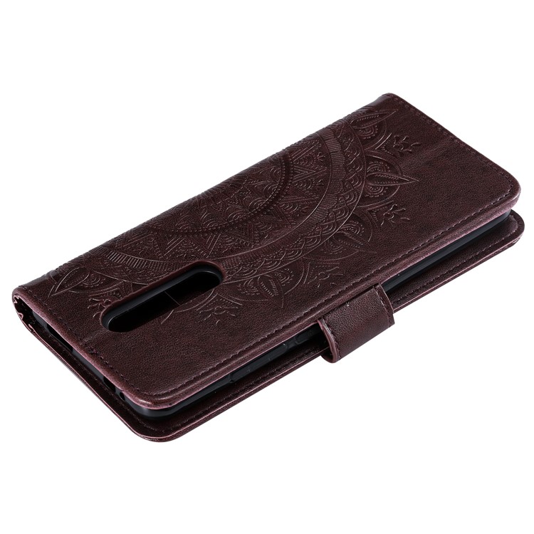 Imprint Flower Leather Wallet Case for Xiaomi Redmi K20 / Mi 9T / Redmi K20 Pro / Mi 9T Pro - Brown-8