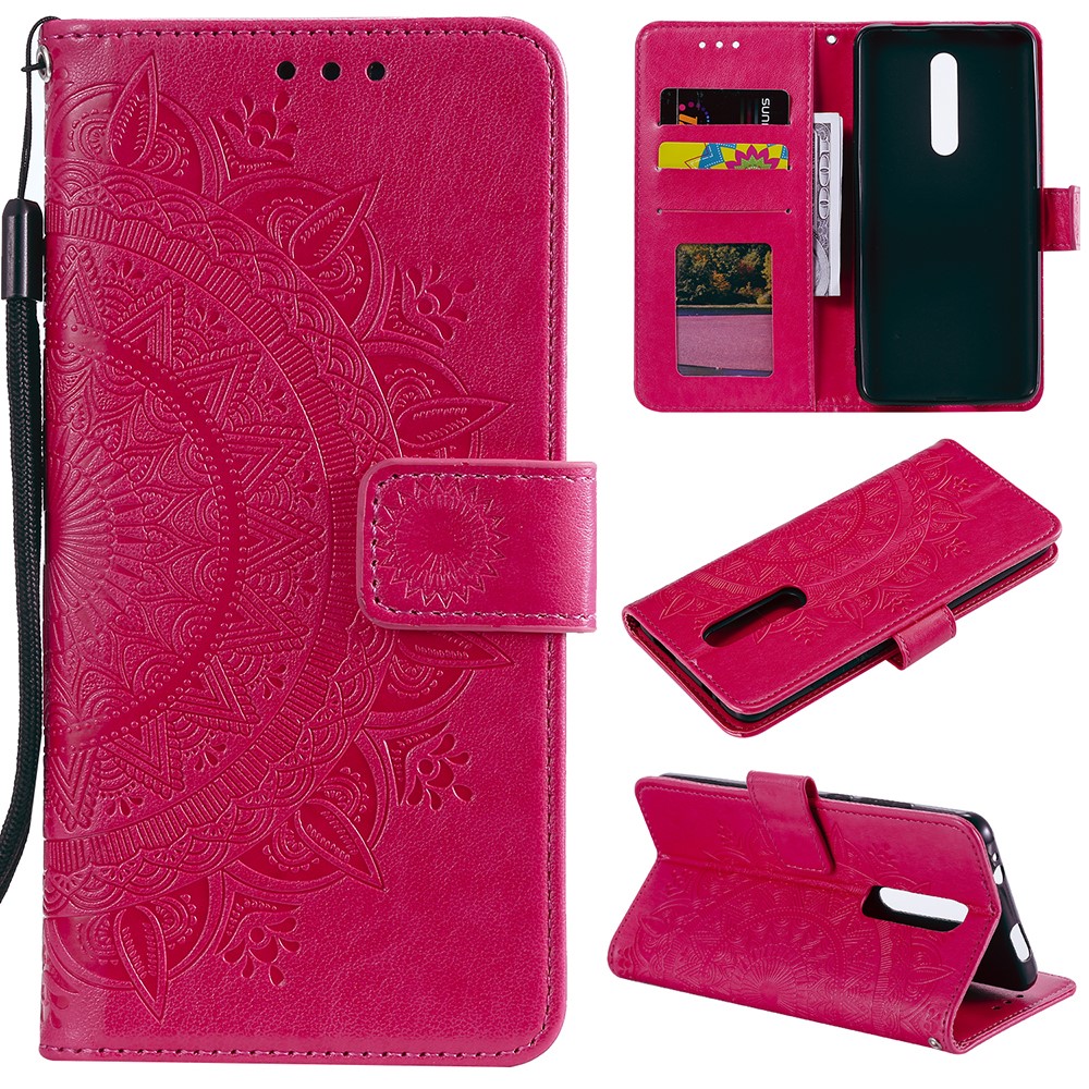 Imprint Flower Leather Wallet Case for Xiaomi Redmi K20 / Mi 9T / Redmi K20 Pro / Mi 9T Pro - Rose-1