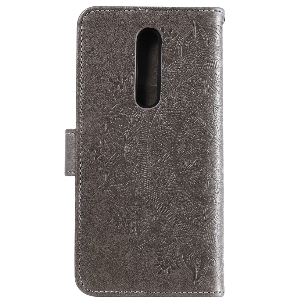 Imprint Flower Leather Wallet Case for Xiaomi Redmi K20 / Mi 9T / Redmi K20 Pro / Mi 9T Pro - Grey-3