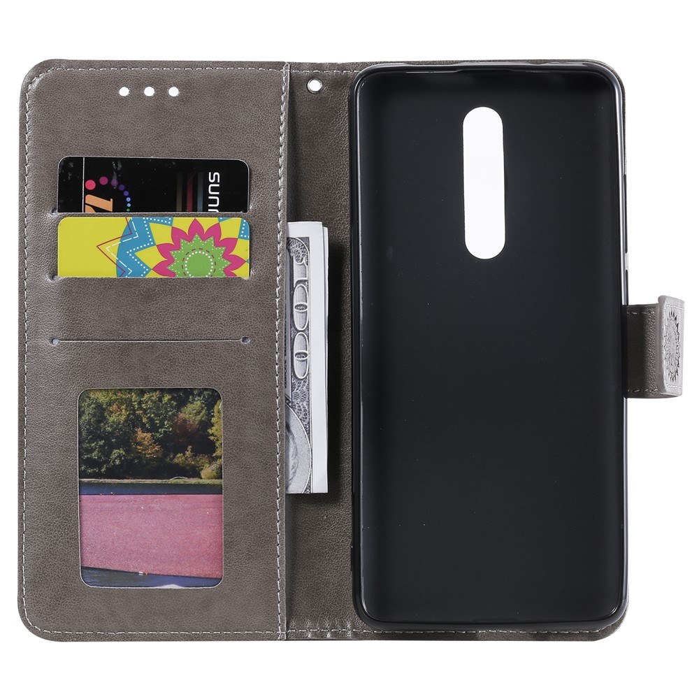 Imprint Flower Leather Wallet Case for Xiaomi Redmi K20 / Mi 9T / Redmi K20 Pro / Mi 9T Pro - Grey-4