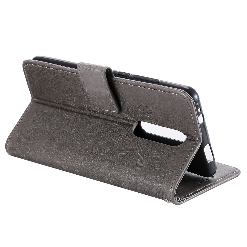 Imprint Flower Leather Wallet Case for Xiaomi Redmi K20 / Mi 9T / Redmi K20 Pro / Mi 9T Pro - Grey-5