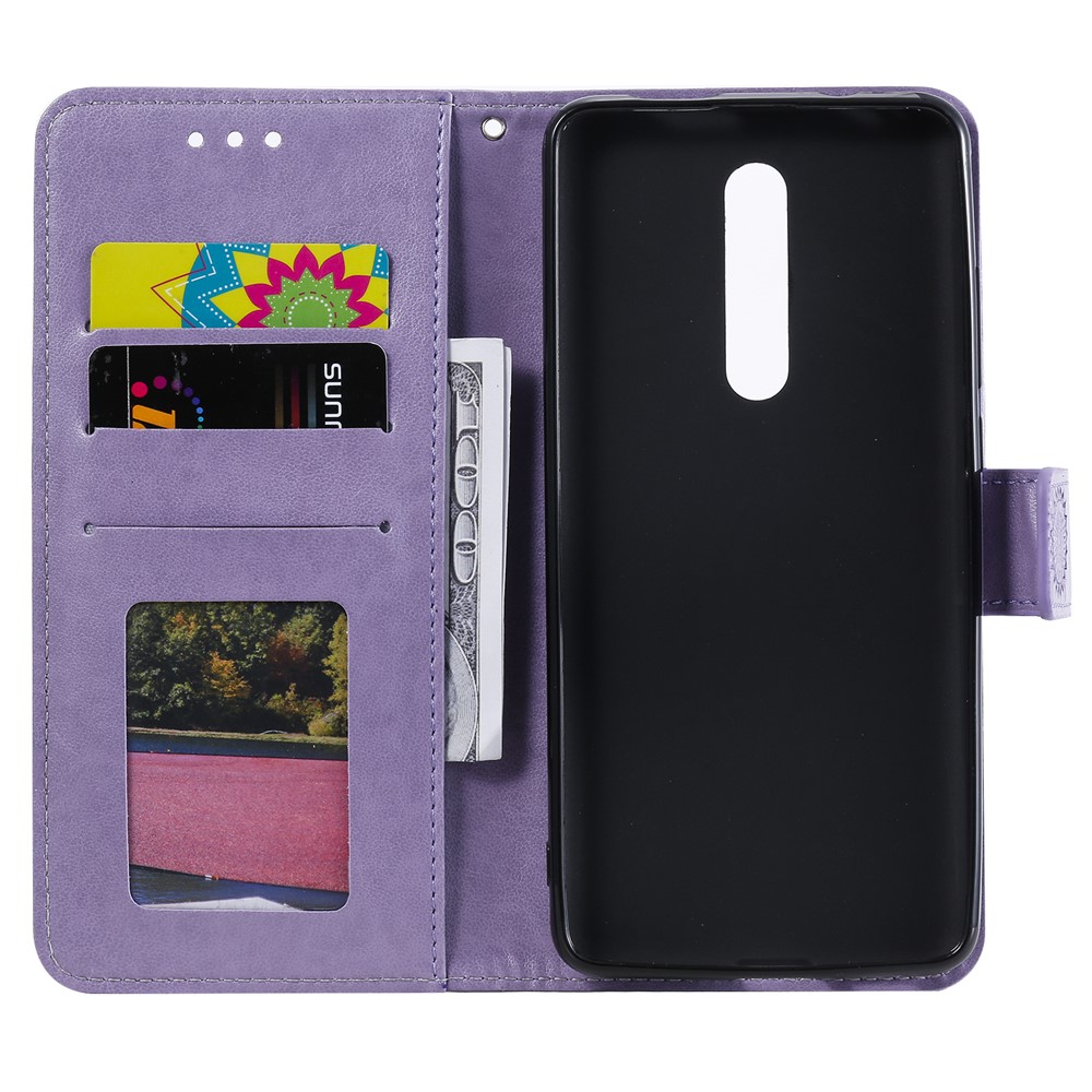 Imprint Flower Leather Wallet Case for Xiaomi Redmi K20 / Mi 9T / Redmi K20 Pro / Mi 9T Pro - Purple-4