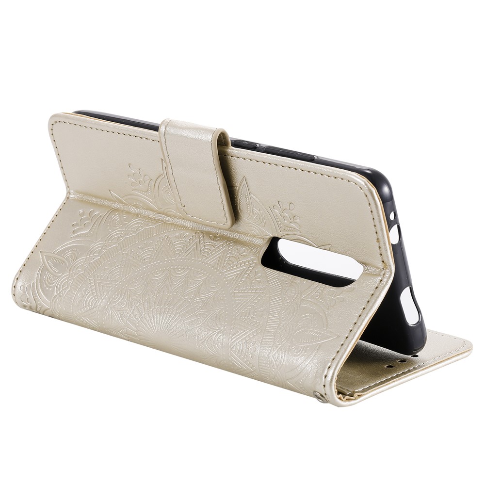 Imprint Flower Leather Wallet Case for Xiaomi Redmi K20 / Mi 9T / Redmi K20 Pro / Mi 9T Pro - Gold-5