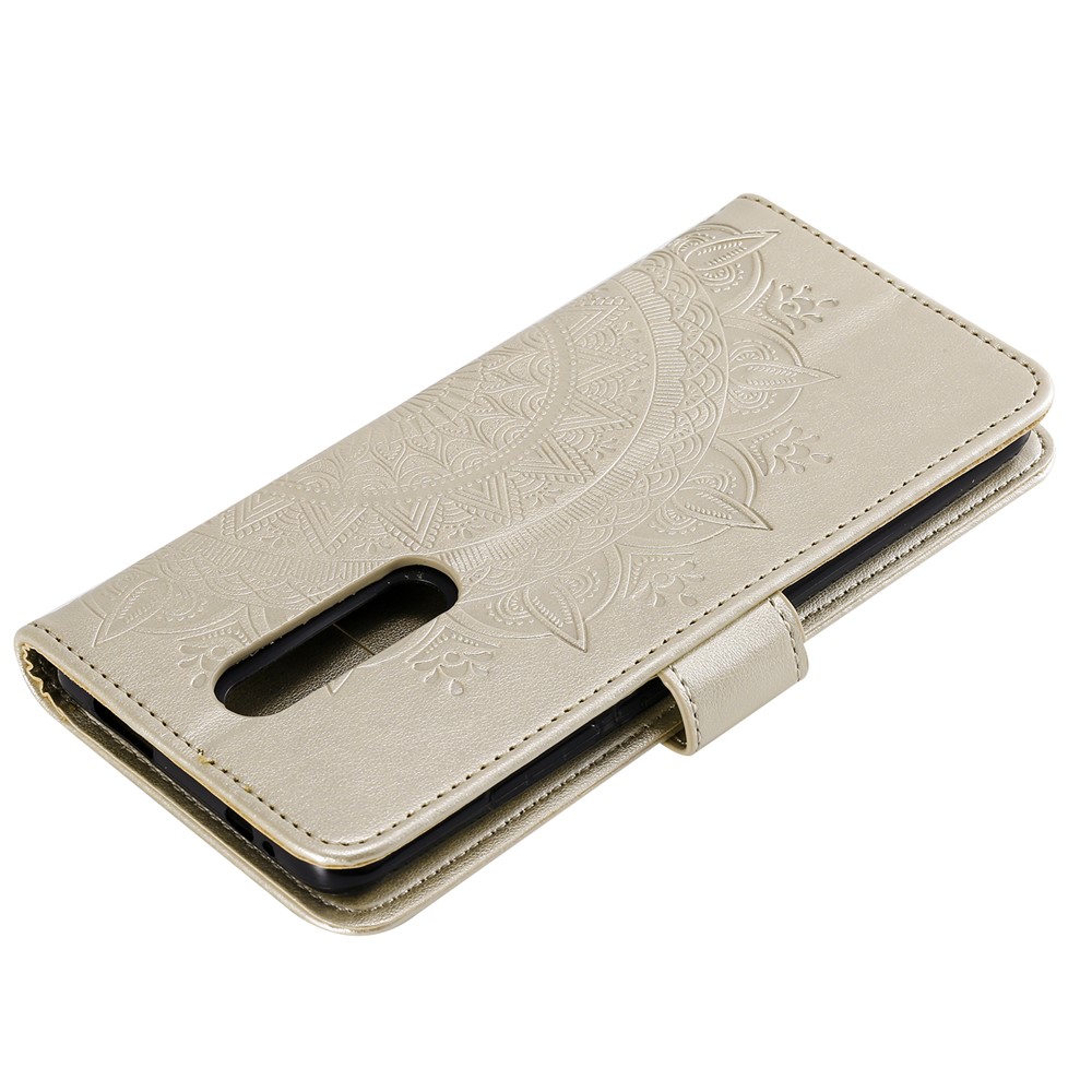 Imprint Flower Leather Wallet Case for Xiaomi Redmi K20 / Mi 9T / Redmi K20 Pro / Mi 9T Pro - Gold-8