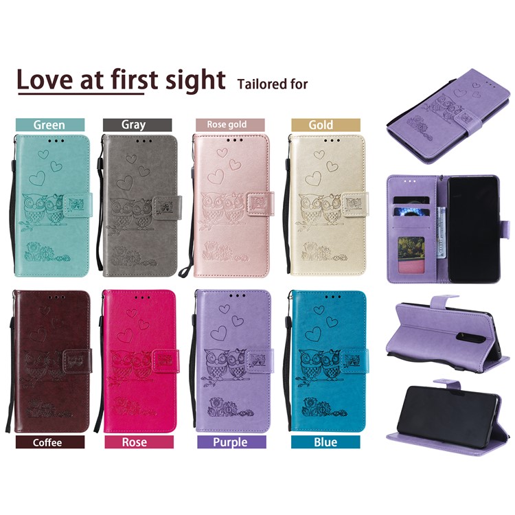 Imprint Heart Owl Leather Wallet Case for Xiaomi Redmi K20 / Mi 9T / Redmi K20 Pro / Mi 9T Pro - Rose Gold-10